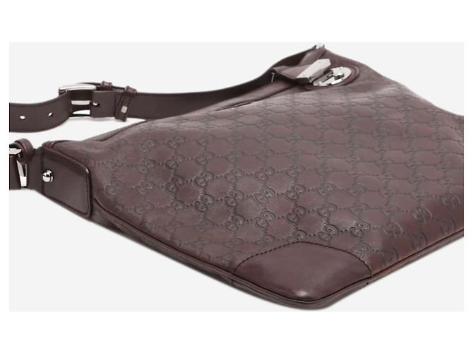 Borsa a tracolla in pelle Guccissima marrone scuro - vista 15