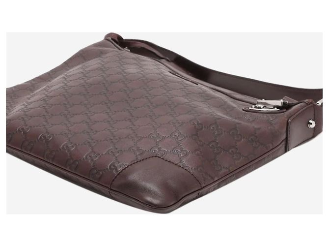 Borsa a tracolla in pelle Guccissima marrone scuro - vista 16
