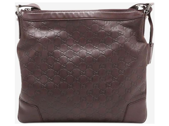 Borsa a tracolla in pelle Guccissima marrone scuro - vista 2