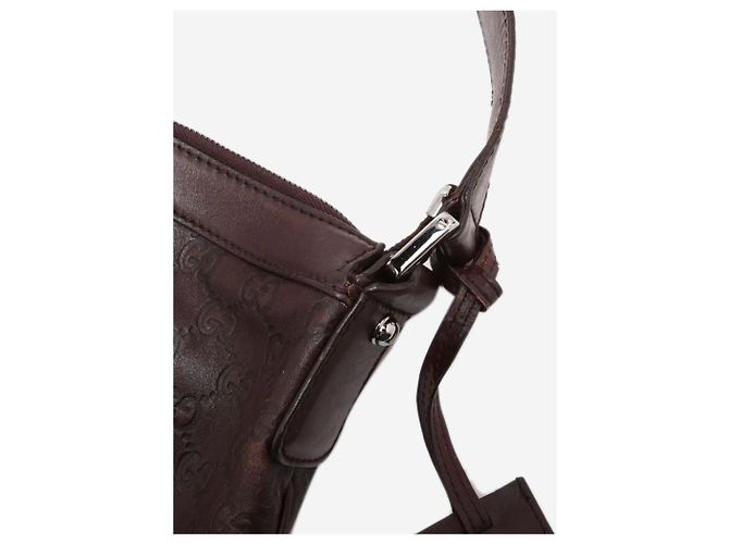 Borsa a tracolla in pelle Guccissima marrone scuro - vista 4