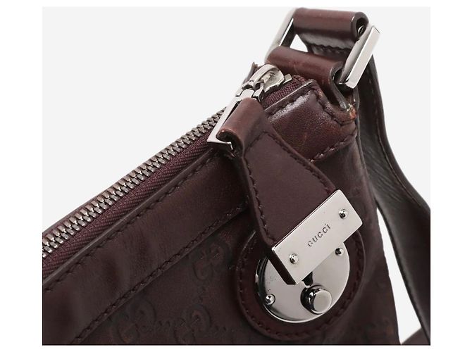 Borsa a tracolla in pelle Guccissima marrone scuro - vista 7
