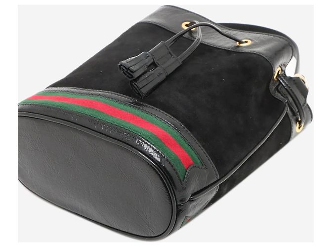 Gucci Borsa a tracolla 2way in scamosciato Ophidia nero - vista 9