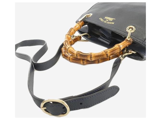 Bamboo Gucci Borsa con manico in bambù blu navy - vista 6