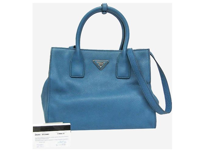 Prada Bolsa 2way em couro Vitello Daino azul - vista 2