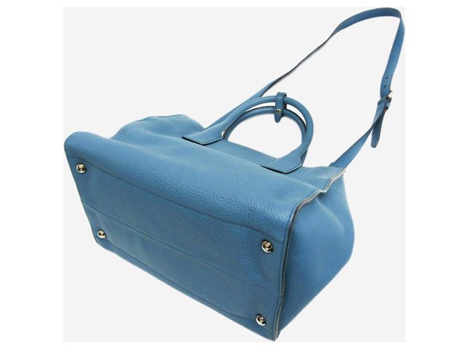 Prada Bolsa 2way em couro Vitello Daino azul - vista 3