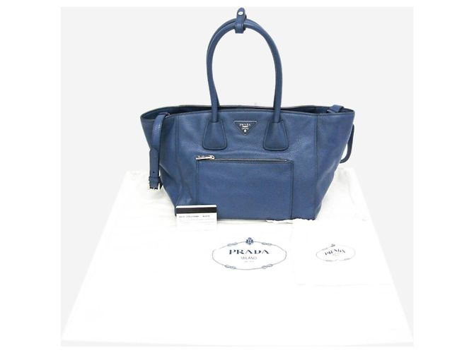 Prada Borsa 2way in pelle Vitello Phenix blu - vista 2