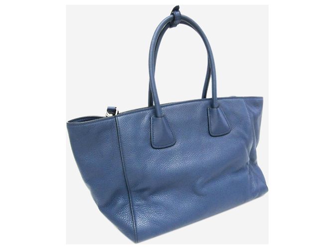 Prada Borsa 2way in pelle Vitello Phenix blu - vista 4
