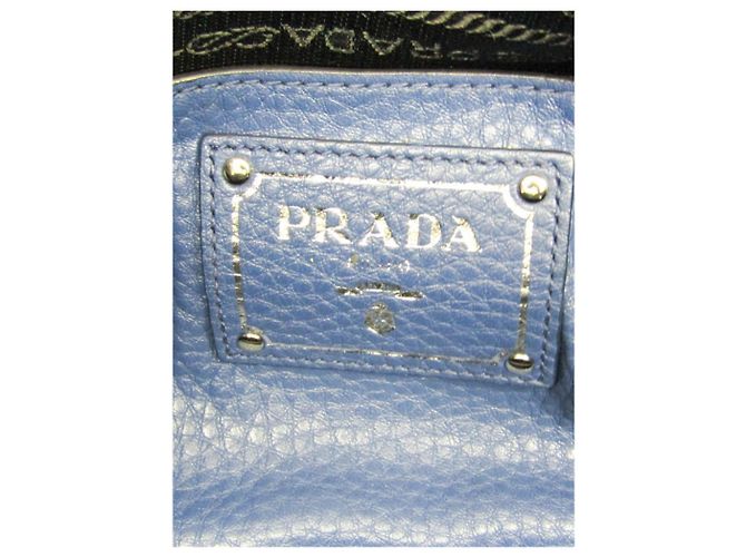 Prada Borsa 2way in pelle Vitello Phenix blu - vista 7
