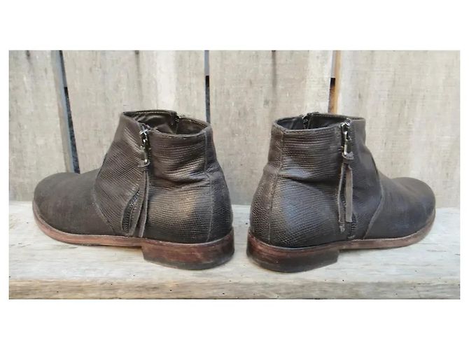 Autre Marque Pawelk's Men's Lizard-Embossed Leather Ankle Boots Brown - view 5