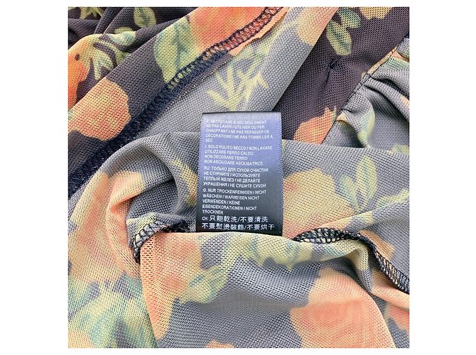 Autre Marque Richard Quinn Mini-Mesh-Kleid mit Blumenprint Schwarz Grün Orange - Ansicht 3