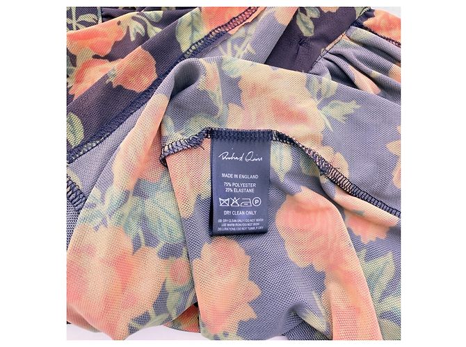 Autre Marque Richard Quinn Mini-Mesh-Kleid mit Blumenprint Schwarz Grün Orange - Ansicht 5
