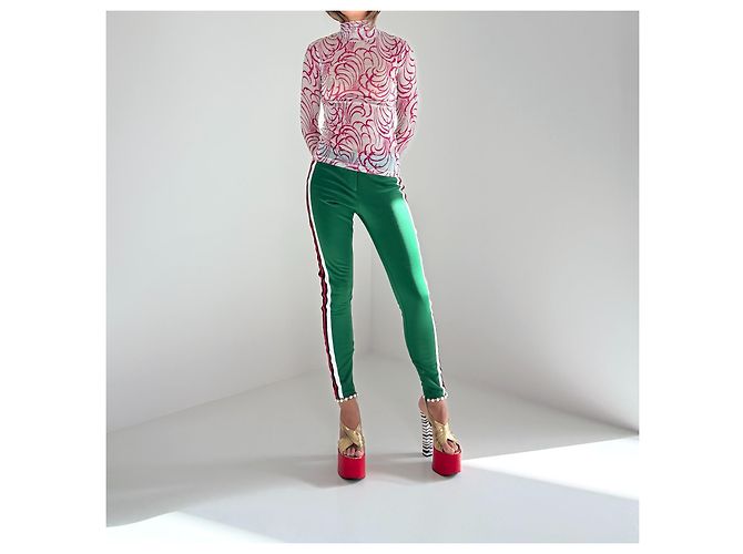 Dries Van Noten Top Malla Cuello Alto Rosa Blanco - vista 2