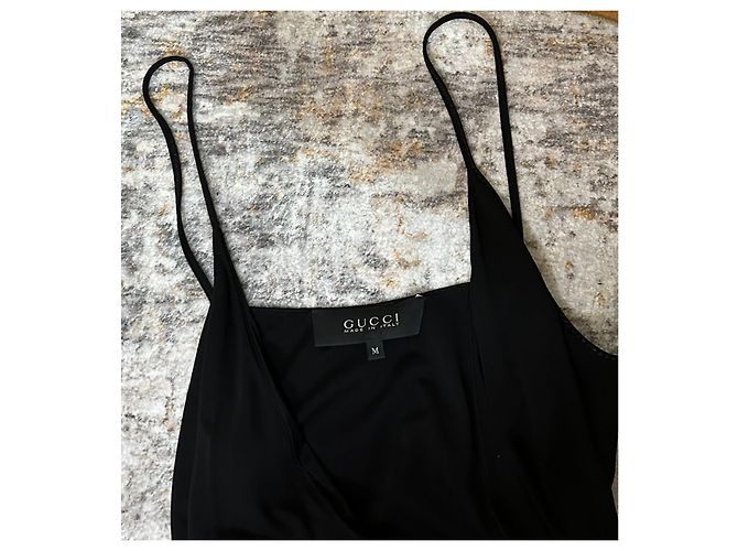 Vestido midi drapeado de viscosa negra Gucci Negro - vista 10