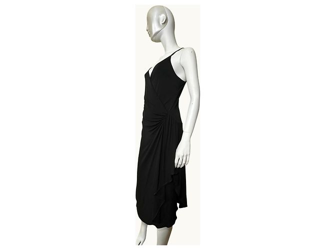 Vestido midi drapeado de viscosa negra Gucci Negro - vista 2