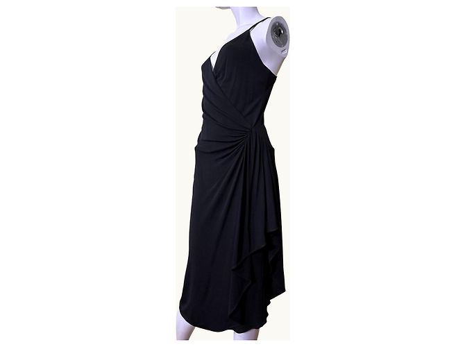 Vestido midi drapeado de viscosa negra Gucci Negro - vista 3