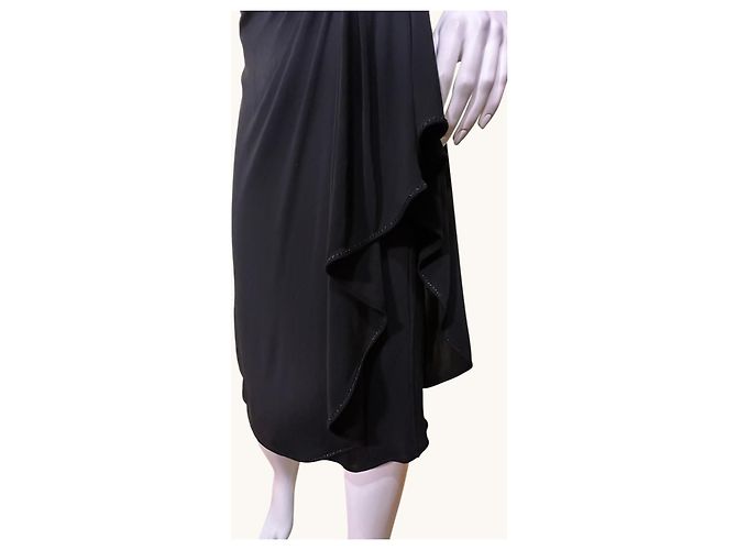 Vestido midi drapeado de viscosa negra Gucci Negro - vista 8
