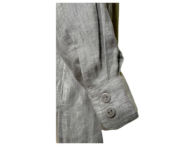 Camisa de linho Eres Cinza - vista 3