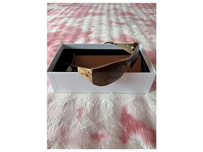 Céline Celine Occhiali da sole Triomphe Oro Marrone Gold hardware - vista 3