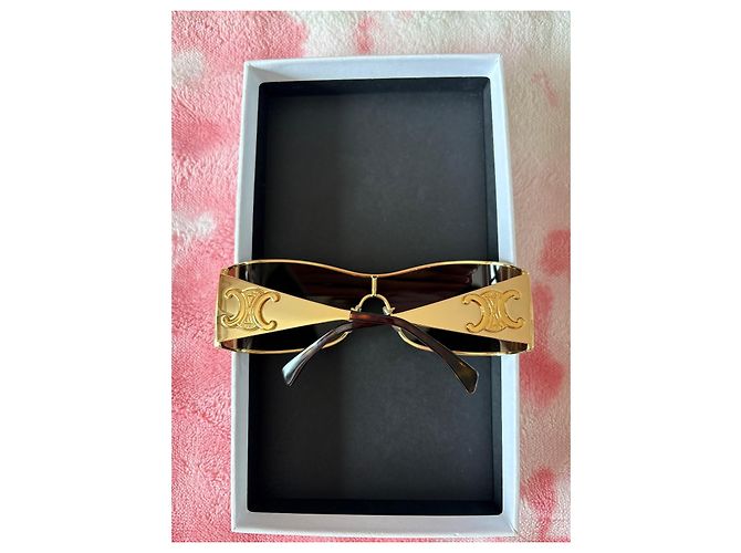 Céline Celine Occhiali da sole Triomphe Oro Marrone Gold hardware - vista 4