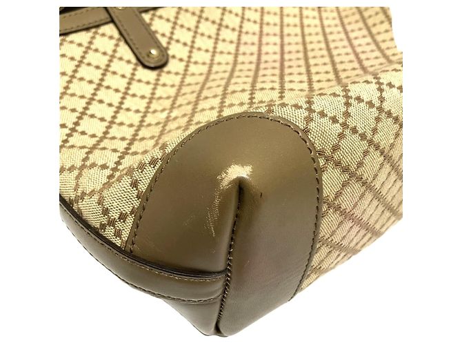 Borsa Tote Gucci Diamante Canvas Beige - vista 8