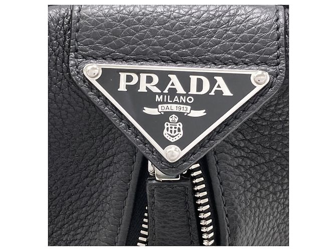 Prada Rucksack 2VZ099 Triangle aus Leder Schwarz - Ansicht 7