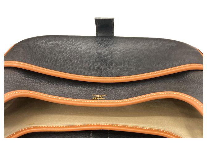 Hermès Borsa a Spalla Hermes Noumea Gold Hardware Marrone Nero - vista 13