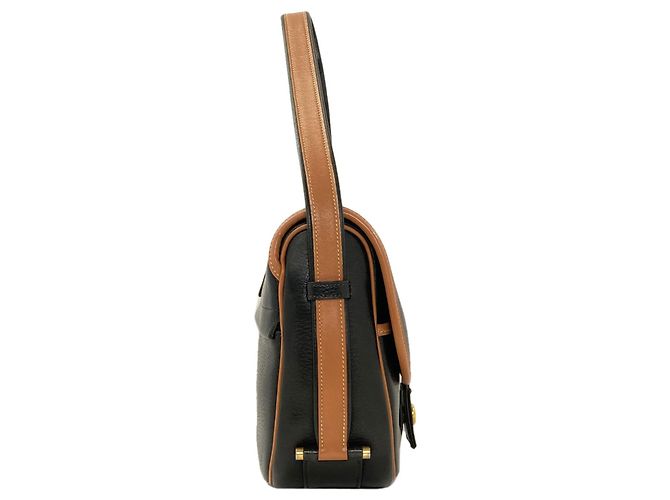 Hermès Borsa a Spalla Hermes Noumea Gold Hardware Marrone Nero - vista 3