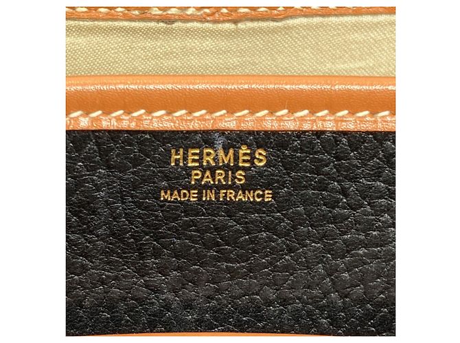 Hermès Borsa a Spalla Hermes Noumea Gold Hardware Marrone Nero - vista 6