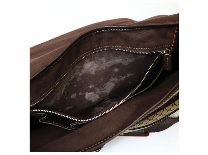 Céline Borsa a tracolla CELINE in tela Macadam Marrone - vista 10