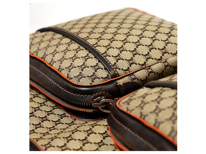 Céline Borsa a tracolla CELINE in tela Macadam Marrone - vista 11