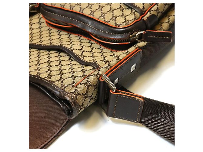 Céline Borsa a tracolla CELINE in tela Macadam Marrone - vista 12