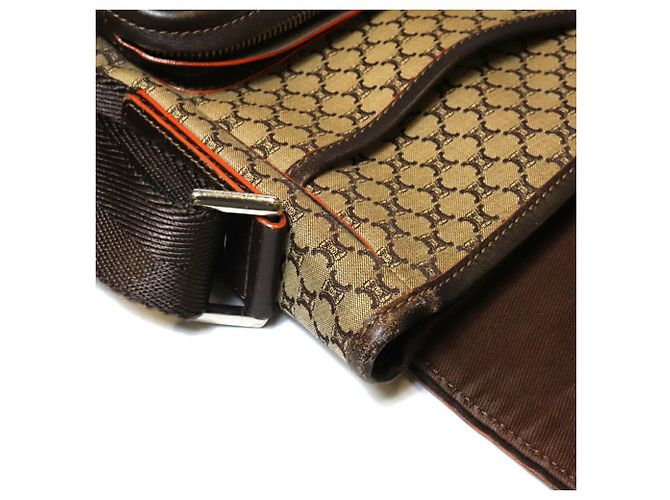 Céline Borsa a tracolla CELINE in tela Macadam Marrone - vista 13