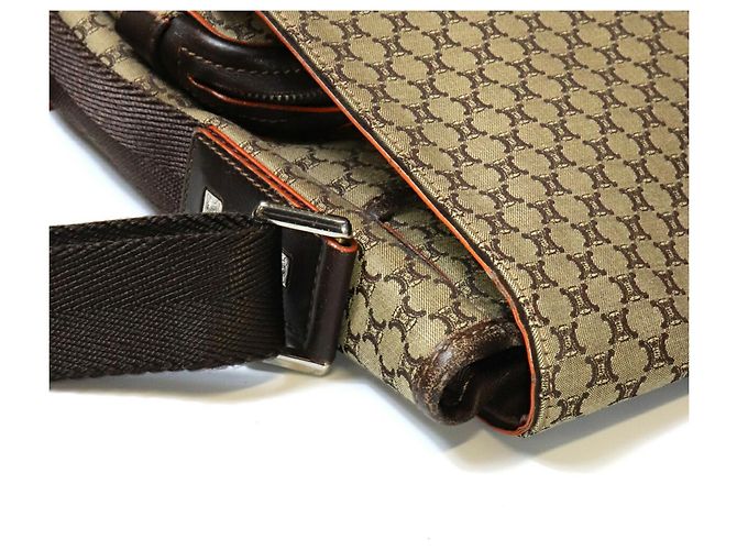 Céline Borsa a tracolla CELINE in tela Macadam Marrone - vista 14
