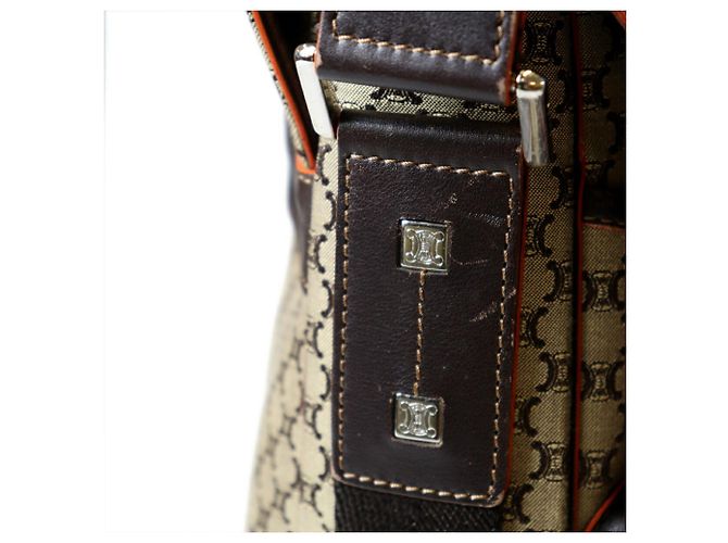 Céline Borsa a tracolla CELINE in tela Macadam Marrone - vista 5