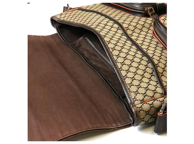 Céline Borsa a tracolla CELINE in tela Macadam Marrone - vista 7