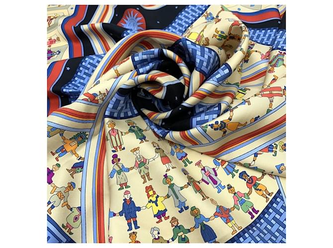 Hermès Sciarpa Hermes Carre 90 Donner La Main Nero - vista 2