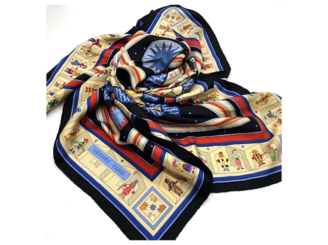 Hermès Sciarpa Hermes Carre 90 Donner La Main Nero - vista 7