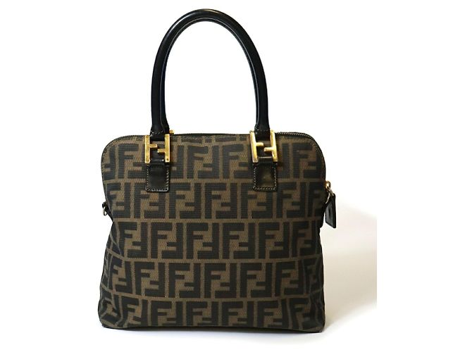 Borsa Fendi Zucca in nylon marrone - vista 2