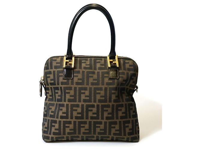 Borsa Fendi Zucca in nylon marrone - vista 3