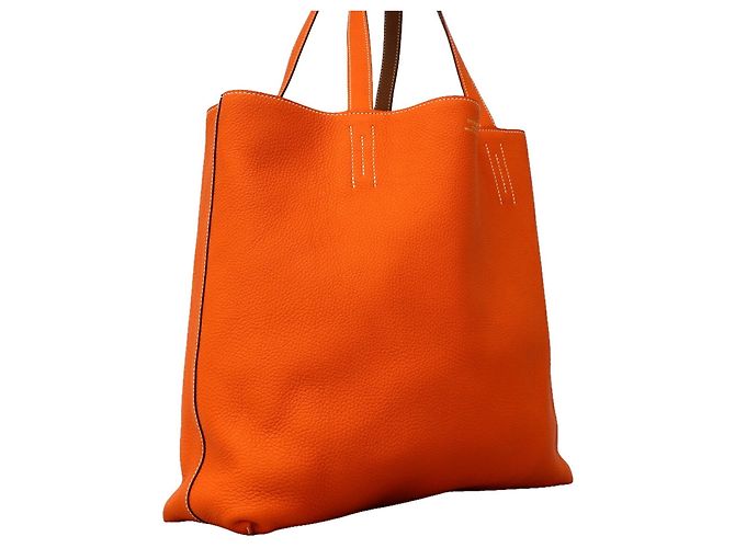 Hermès Borsa Tote Hermes Double Sens 36 D'oro Arancione - vista 2