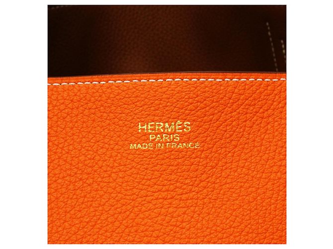 Hermès Borsa Tote Hermes Double Sens 36 D'oro Arancione - vista 5