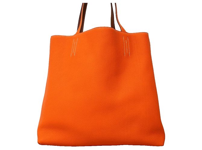 Hermès Borsa Tote Hermes Double Sens 36 D'oro Arancione - vista 7
