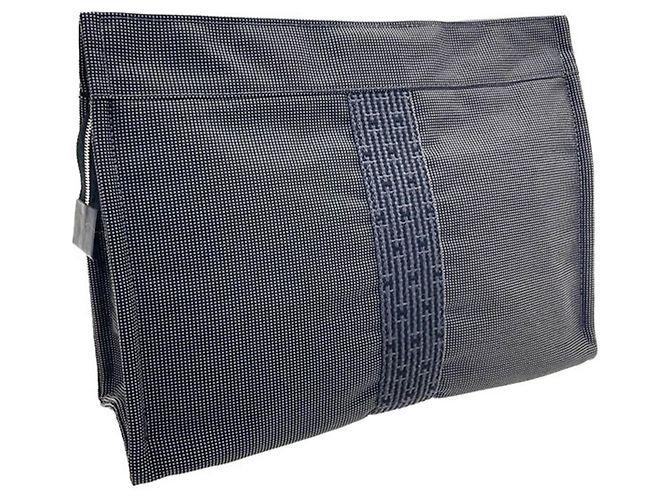 Hermès Pochette Hermes Herline MM in nylon grigio Marrone - vista 2