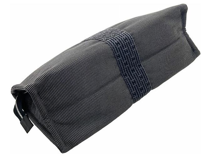 Hermès Pochette Hermes Herline MM in nylon grigio Marrone - vista 4
