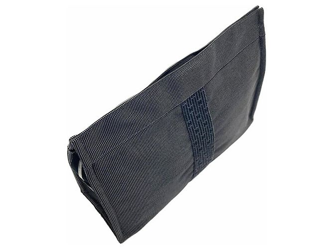 Hermès Pochette Hermes Herline MM in nylon grigio Marrone - vista 5