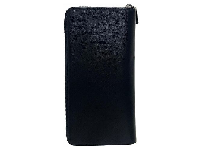 Prada Embossed Calf Leather Long Wallet Black - view 2