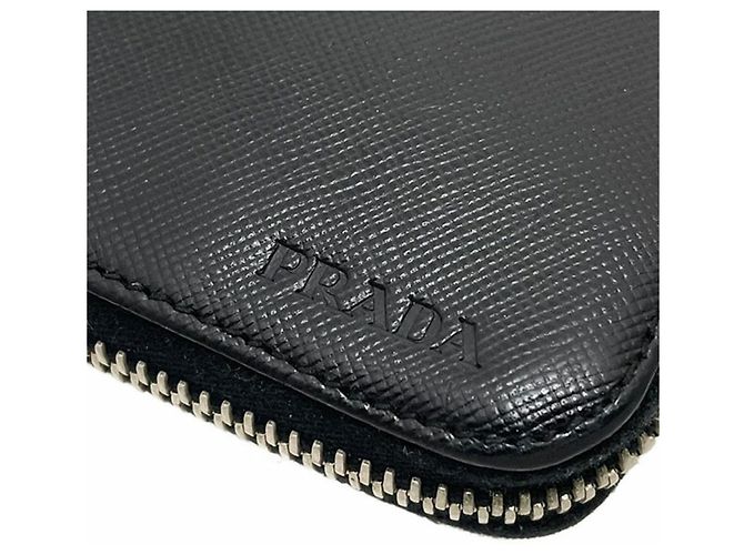 Prada Embossed Calf Leather Long Wallet Black - view 4