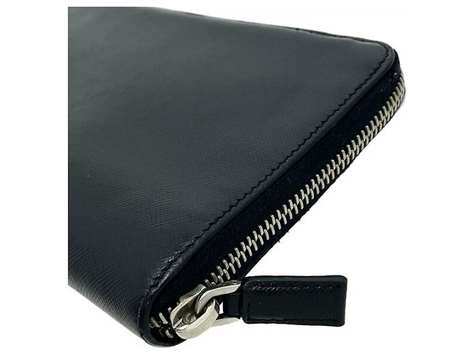 Prada Embossed Calf Leather Long Wallet Black - view 5