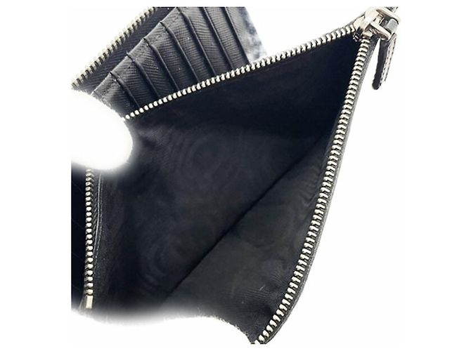 Prada Embossed Calf Leather Long Wallet Black - view 8