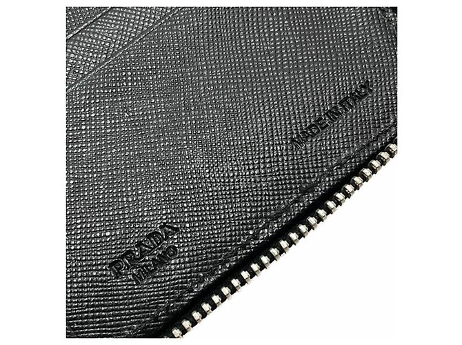 Prada Embossed Calf Leather Long Wallet Black - view 9
